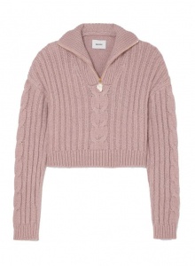 Розовый укороченный свитер на молнии фото № 3