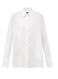 Белая рубашка из смеси хлопка и поплина фото № 6