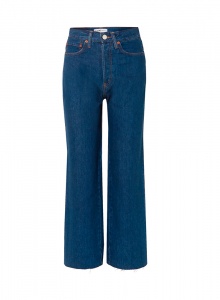 Синие джинсы с высокой посадкой и широкими штанинами фото № 8