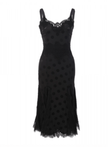 Черное шелковое платье-комбинация с жаккардовым горохом фото № 6