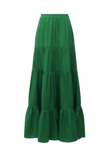 Зеленая шелковая юбка миди фото № 9
