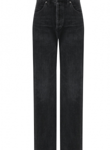 Темно-серые джинсы прямого кроя фото № 17