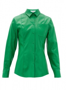 Зеленая рубашка из искусственной кожи фото № 3