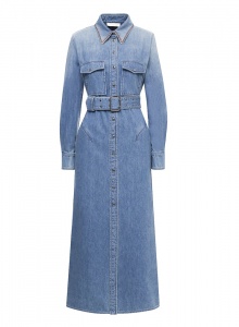 Синее джинсовое платье-рубашка в стиле 70-х фото № 19