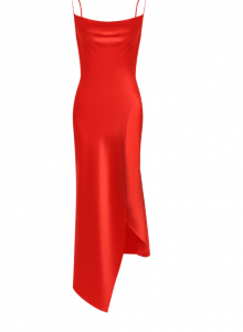 Красное платье-комбинация асимметричной кроя  фото № 12
