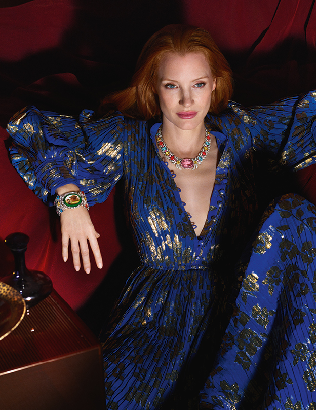 Джессика Честейн в кампании высокого ювелирного искусства Gucci Hortus Deliciarum фото № 3