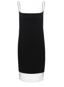 Короткое черное платье-комбинация фото № 35