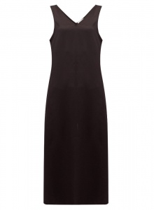 Черное шелковое платье с v-образным вырезом фото № 10