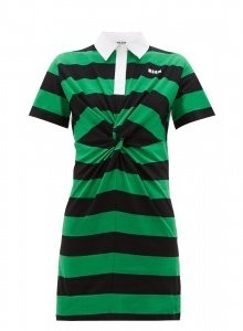 Платье-футболка в черно-зеленую полоску фото № 8