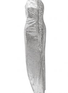 Серебристое платье с вышивкой сверкающими пайетками фото № 16