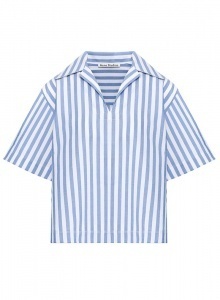 Хлопковая рубашка с коротким рукавом в полоску фото № 7