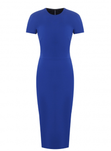 Ярко-синее платье-футляр с короткими рукавами фото № 2