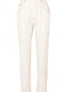 Белые джинсы с контрастной строчкой фото № 8