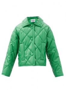 Зеленая стеганая куртка Jacinda из искусственной кожи фото № 5