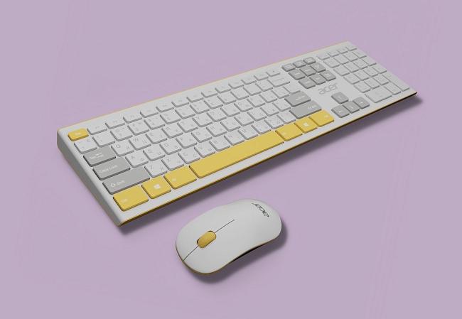 Слим-клавиатура и мышь Yellow Gray, Acer фото № 3