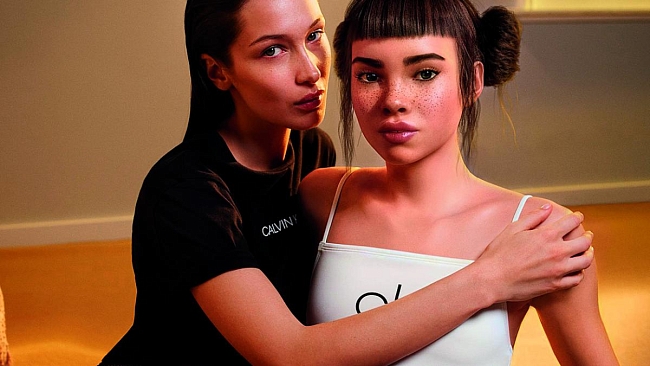 Белла Хадид и Лил Микела в рекламной кампании Calvin Klein 2019 фото № 1