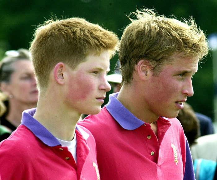 Принцы Гарри и Уильям во время показательного матча по поло в Cirencester Park Polo Club в Глостершире, 15 июля 2001 года фото № 10
