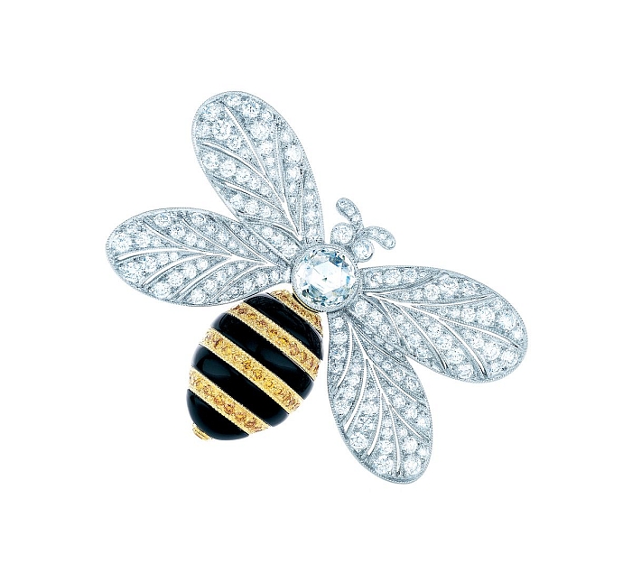 Брошь Bee от Tiffany&Co. (золото, платина, желтые и белые бриллианты, оникс), цена по запросу фото № 1
