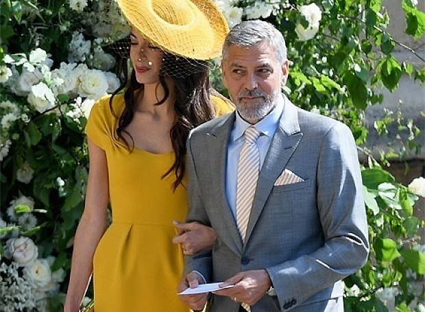 Джордж и Амаль Клуни на свадьбе принца Гарри и Меган Маркл