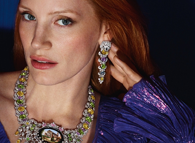 Роскошные драгоценности и Джессика Честейн в кампании новой коллекции высокого ювелирного искусства Gucci