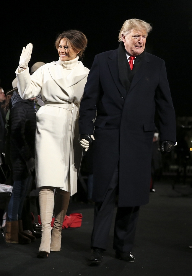 Снежная королева: Мелания Трамп на церемонии зажжения огней на главной елке США фото № 2