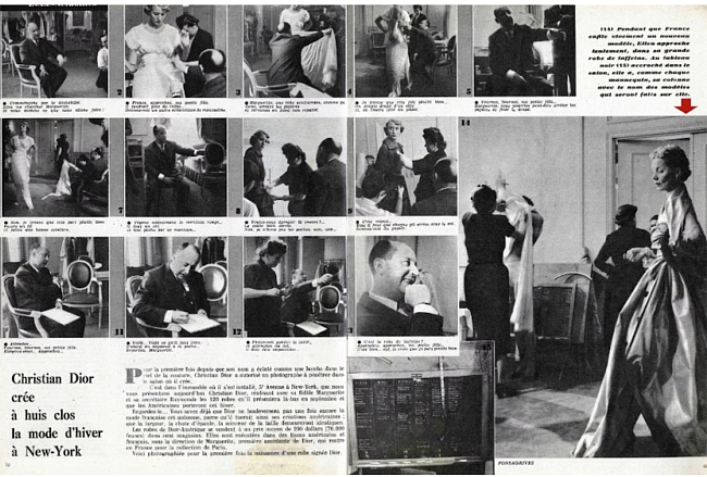 Кристиан Диор готовит первую коллекцию для Christian Dior - New York, весна-лето 1949. Журнал ELLE, 27 июня 1949 фото № 8