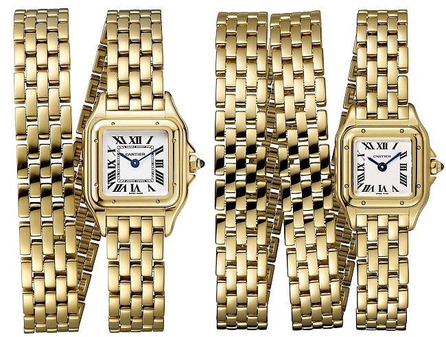 Часы Panthère de Cartier. Модели в желтом золоте с браслетами с тройным и двойным обхватом фото № 5