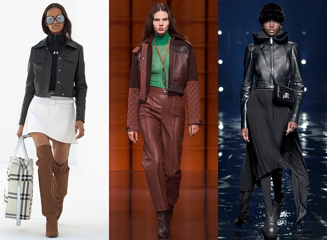 Кожаные куртки в коллекциях Courrèges, Hermès, Givenchy осень-зима 2021/22 фото № 4