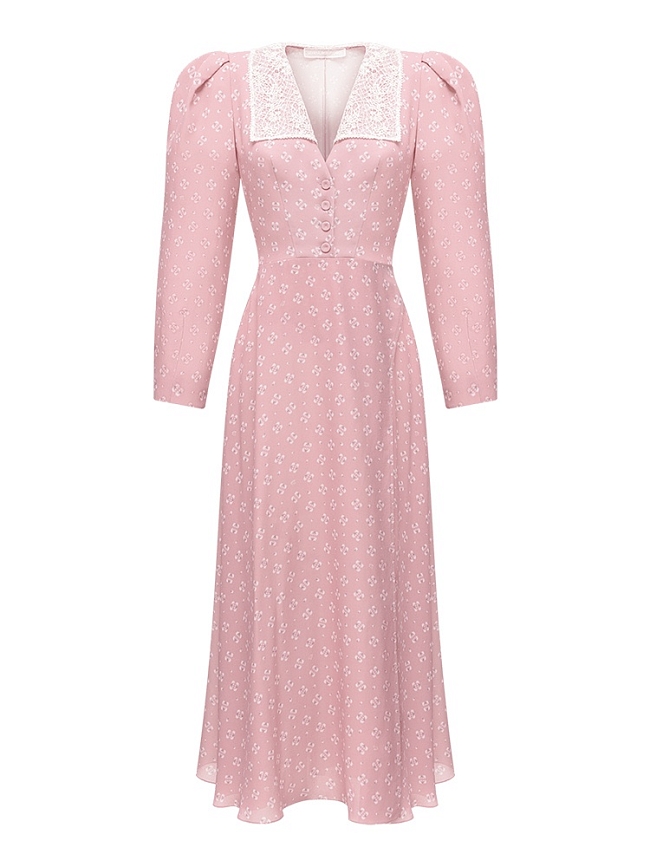 Розовое приталенное платье миди Ulyana Sergeenko фото № 27