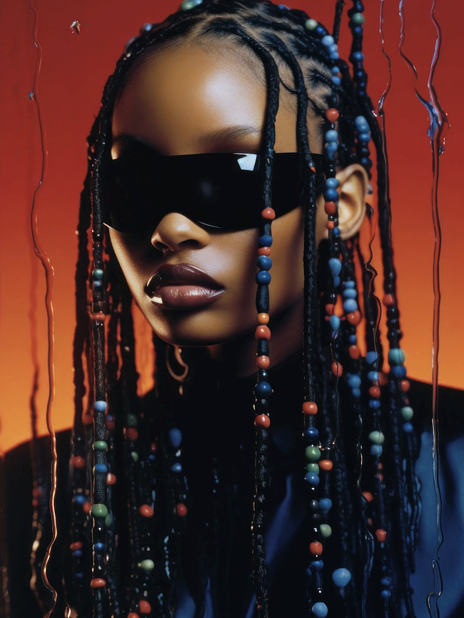 ИИ-кадр Beaded Braids Study I, созданный художницей Минни Атаиру для совместного проекта Gucci с аукционом Christie’s — Future Frequencies фото № 2