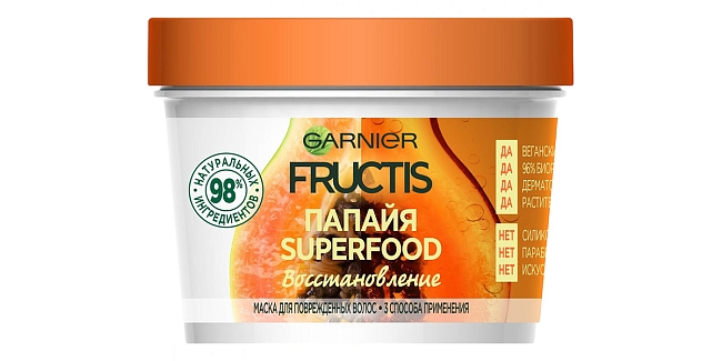 Восстанавливающая маска для волос Garnier Fructis Superfood «Папайя» фото № 9