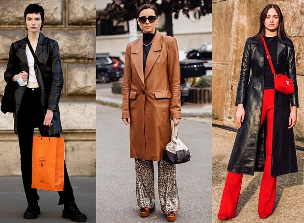 Кожаные пальто и плащи на межсезонье: выбираем по примеру Кайли Дженнер и моделей с Недель моды