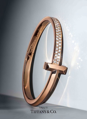 Шарнирный браслет Tiffany T 1 из розового золота 18 карат с бриллиантами фото № 6