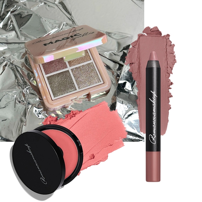 Палетка теней для век 4 Color Eyeshadow Palette; Кремовые румяна Sexy Cream Blusher Good Girl и Помада-карандаш для губ Sexy Lipstick Pen Praline, Romanovamakeup фото № 18