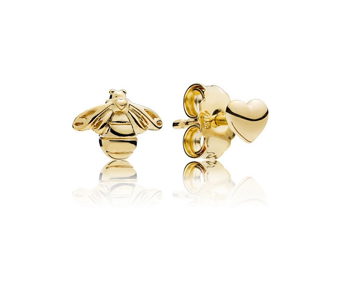Золотые серьги «Сердце и пчела» от Pandora, 3 490 руб. фото № 9