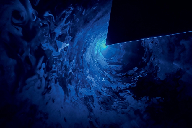 Инсталляция Laser Portal —глубокая синяя воронка с солнцем на дне — была создана в 2019 году фото № 1
