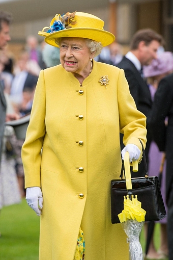 Королева Елизавета II во время приема в саду Букингемского дворца, 2017 год фото № 9