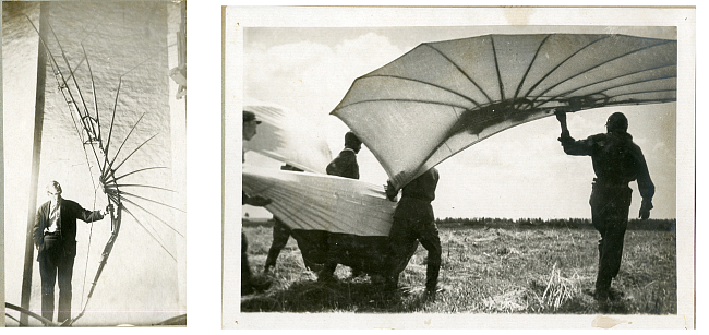 Владимир Татлин с крылом «Летатлина» и его испытания фото № 1