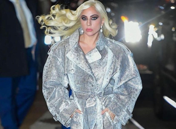 Леди Гага носит эффектный плащ вместо платья