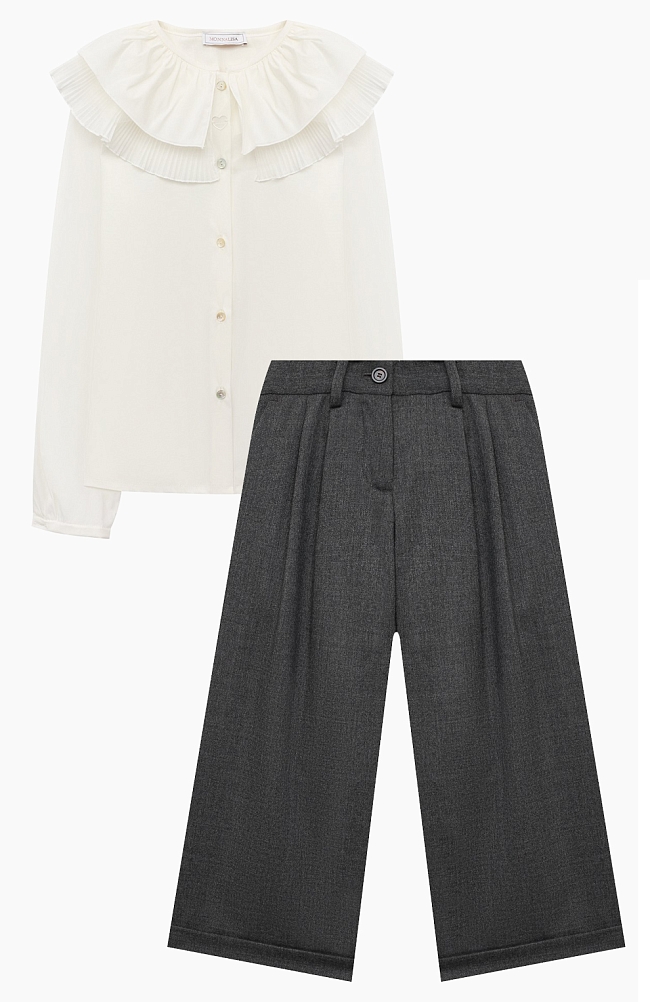 Хлопковая блузка Monnalisa, шерстяные брюки Loro Piana, все — tsum.ru фото № 8