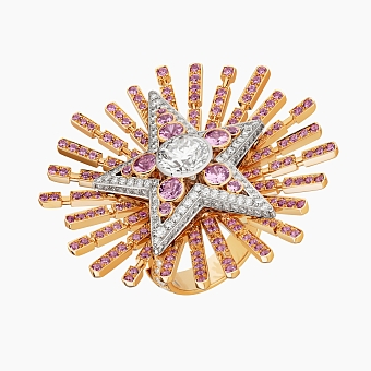 Кольцо Comète Aubazine из розового золота, платины с бриллиантами и розовыми сапфирами. фото № 17