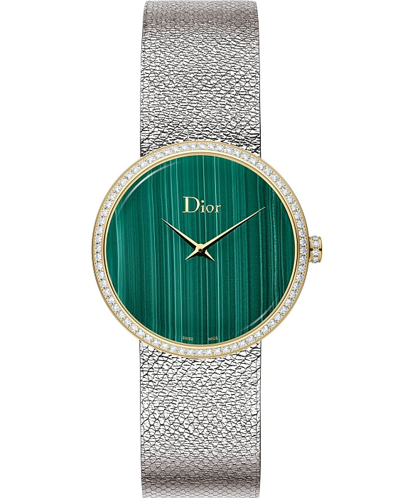 Часы La D de Dior Satine с малахитовым циферблатом и безелем из желтого золота с бриллиантами фото № 12