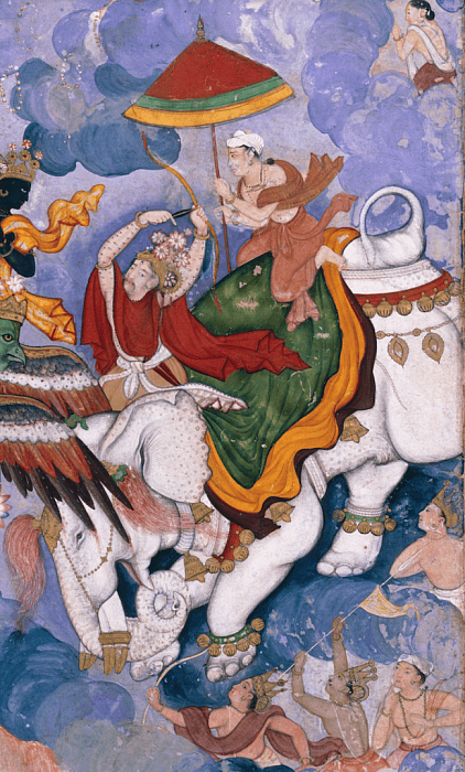 'Krishna and Indra', about 1590, Lahore, watercolour painting and gold on paper (c) Victoria and Albert Museum, London фото № 7