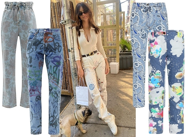Эмили Ратаковски уже знает, что джинсы с пестрыми принтами — большой тренд сезона