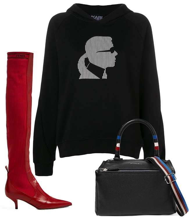 Худи, Karl Lagerfeld, ботфорты, Fendi, сумка, Givenchy фото № 5