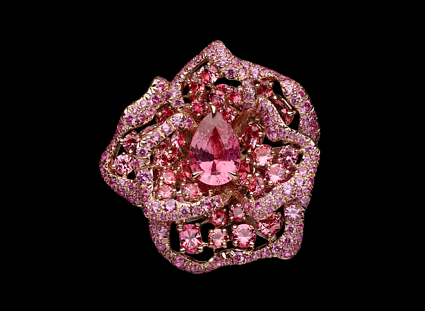 Dior создали розовый сад из бриллиантов, шпинелей и сапфиров