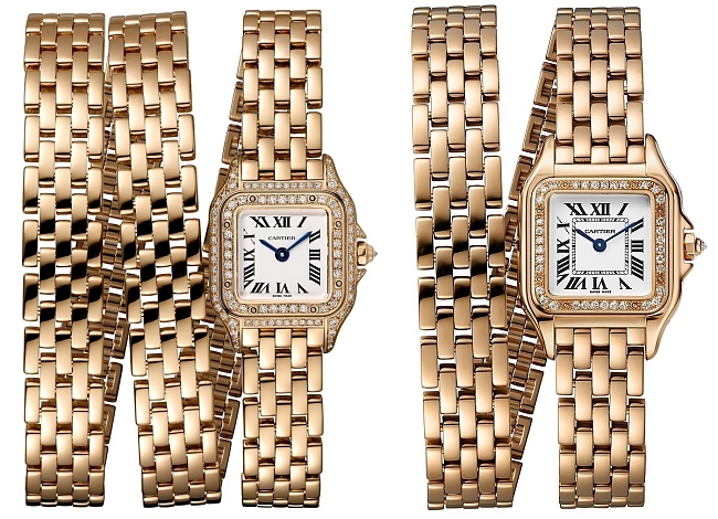 Часы Panthère de Cartier. Модели в розовом золоте с браслетами с тройным и двойным обхватом фото № 3