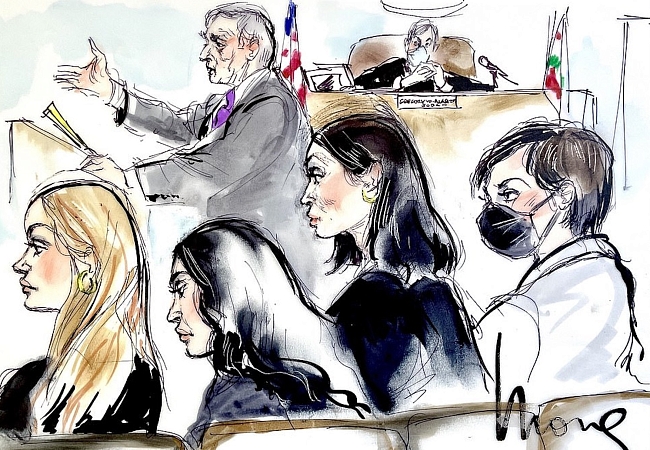 Карикатурное изображение Хлои, Кайли, Ким и Крис в зале суда фото № 3
